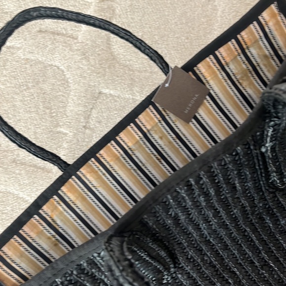 Merona Bags Nwt Merona Large Black Woven Straw Beach Bag Tote